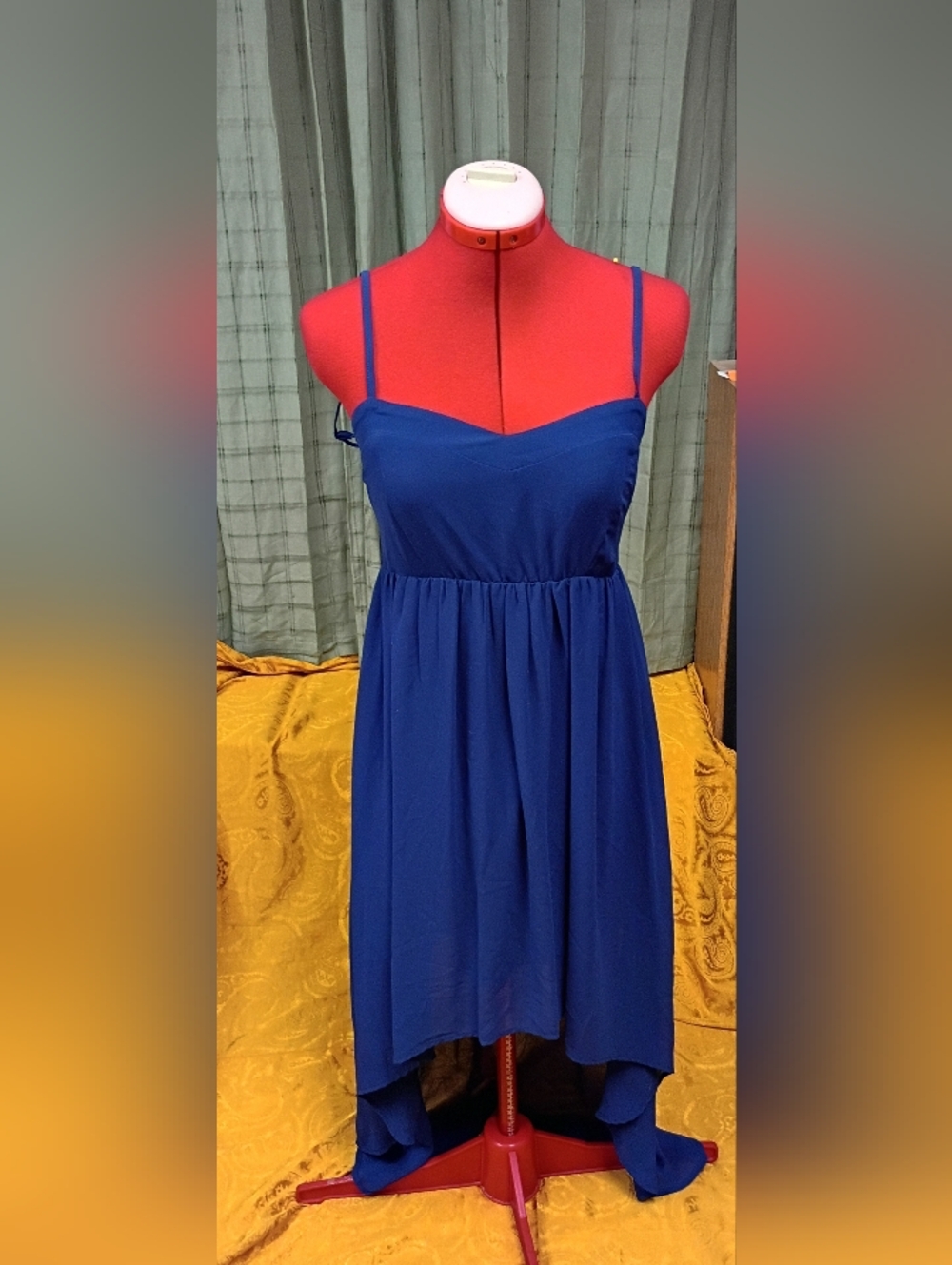 Love Chesley Blue High-low Dress With Sweetheart Neckline Size L